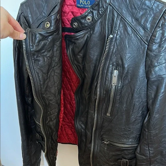 Polo Ralph Lauren Black Leather Moto Jacket | Real Cowhide | Women’s Size Small - Picture 9 of 13